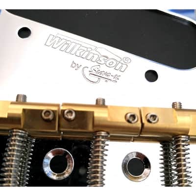 Wilkinson Chrome tailpiece for telecaster, 3 staggered brass saddles, 10.8mm spa image 8
