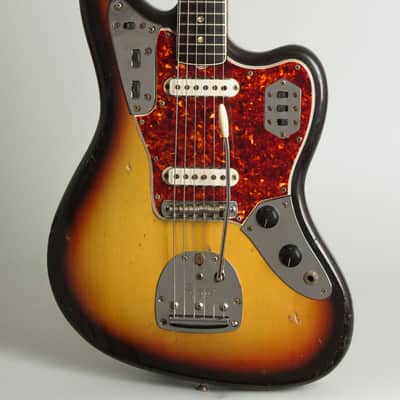 Fender  Jaguar Solid Body Electric Guitar (1965), ser. #105620, tweed hard shell case. image 3
