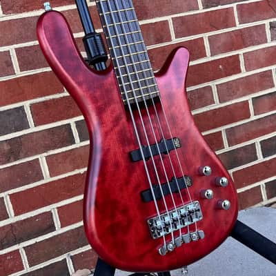 Warwick Pro Series Streamer Stage I 5-String, Burgundy Red Transparent Satin, Cherry Body, Flamed Maple Neck-Thru, Wenge Fretboard, MEC J/J Pickups, MEC 2-way Preamp, Gig Bag image 3