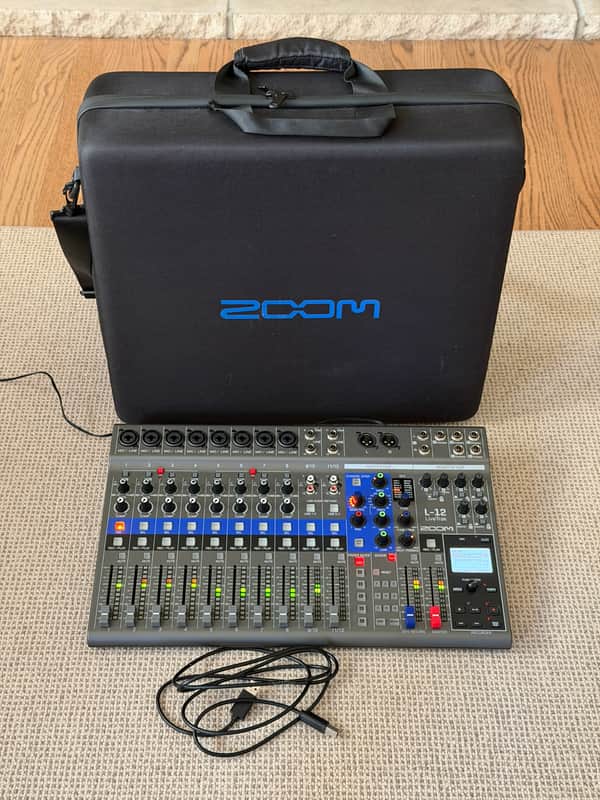 Zoom LiveTrak L-12 Digital Mixer w/ case and headphone extension cables image 1