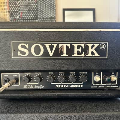 Vintage 1990s Sovtek MIG-50H Tube Head with Matching Sovtek 4x10 Cabinet - Black image 2