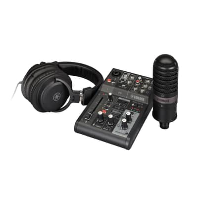 Yamaha AG03MK2-LSPK AG03 Mk2 3-Channel Mixer with YH-MT1 Studio Headphones and YCM01 Condenser Microphone - White image 1