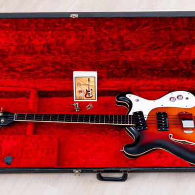 1966 Mosrite Combo Vintage Semi-Hollow Bass Sunburst, Near-Mint w/ Case, Hangtag image 22