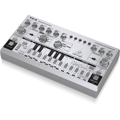 Behringer TD-3 Analog Bass Line Synthesizer with VCO/VCF, 16-Step Sequencer/16-Voice Poly Chain, Distortion Effects, Silver image 4