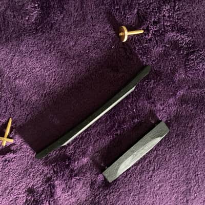 NOS-Gibson Ebony Archtop/Carved Top Bridge Base & Saddle Assemly 1970-80’s - Polished Grade #1 Ebony w/ Gold Hardware image 2