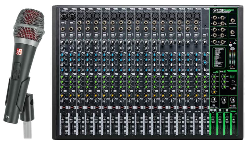Mackie ProFX22v3 22-Channel 4-Bus Pro Effects Mixer w/USB+Se Electronics Mic image 1