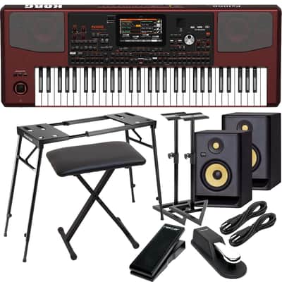 Korg Pa1000 61-Key Professional Arranger with Speakers, (2) KRK RP5G4 Monitor, Monitor Stands, Neewer Stand, Bench, Sustain Pedal, Nektar NX-P, (2) 1/4 Cables Bundle