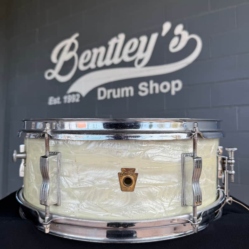 Vintage 60's Ludwig 5x14" Pioneer 6-Lug Snare Drum in White Marine Pearl (Rm4) image 1