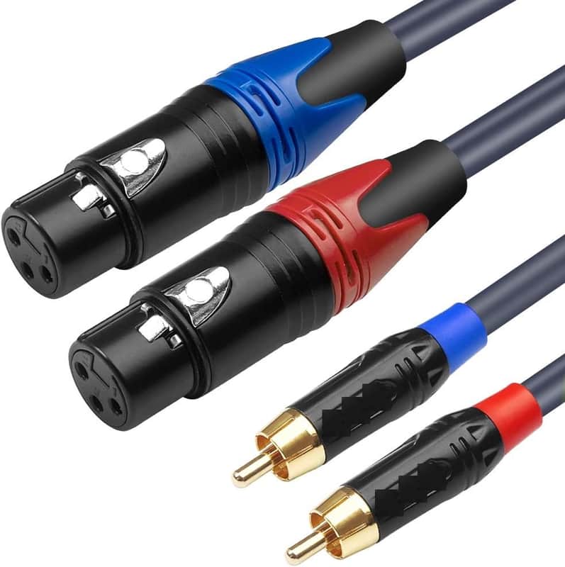 Dual Female XLR to Dual RCA Cable, Heavy Duty 2-XLR Female to 2 RCA/Phone Plug Male HiFi Stereo Audio Connection Microphone Cable Interconnect Lead Wire - 10 Feet /3 Meters image 1