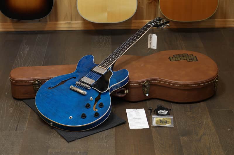 2001 Gibson Limited Edition ES-335 Dot Semi-Hollow Electric Guitar Trans Blue + OHSC