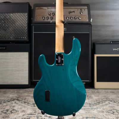 Ernie Ball Music Man StingRay 4 H Fretless Bass Translucent Teal - Used image 8