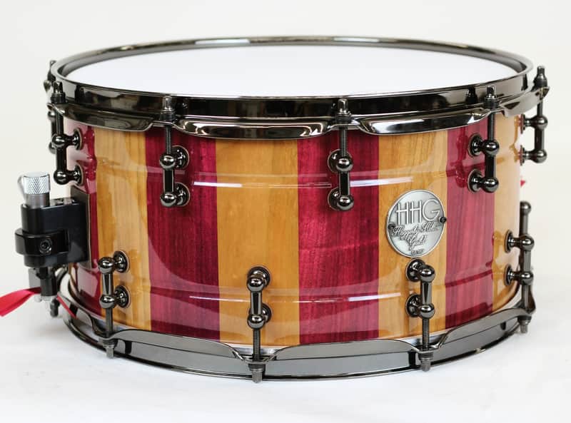 HHG 14x7 Cherry And Purple Heart Stave Snare, High Gloss Lacquer image 1