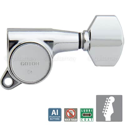 NEW Gotoh SG381-AB07 Tuning Keys 6 in line Tuners w/ ALUMINUM Buttons - CHROME