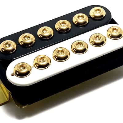 Dragonfire Zebra Crusader Bridge Position Dedicated Humbucker ~ White Black Zebra Style "B" with Gold Hex Poles image 2