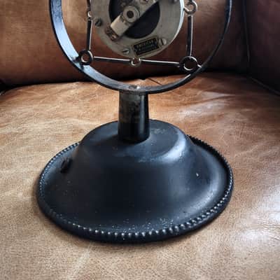 Vintage 1930s American Microphone Co. Carbon "Ring & Spring" Mic w/ Heavy Desk Base image 2
