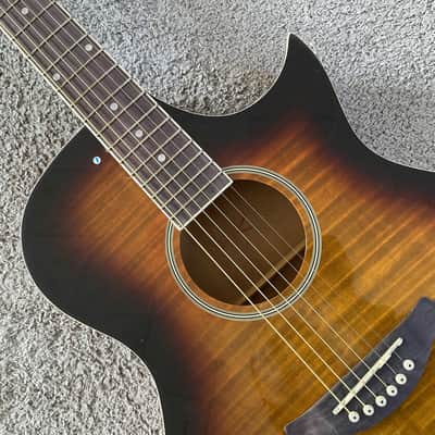 Caraya 40 Inch Acoustic Guitar in Sunburst, Tiger Maple Top, Rosewood Fingerboard image 3