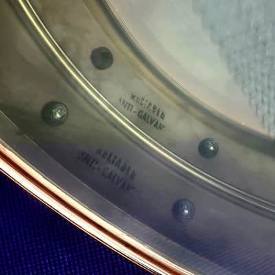 Ludwig LM400 prototype AVH Limited Edition Alex Van Halen Signature Supraphonic 6.5x14" 10-Lug Aluminum Snare Drum with Tube Lugs, Copper Hardware 2017 - Raw Aluminum image 9