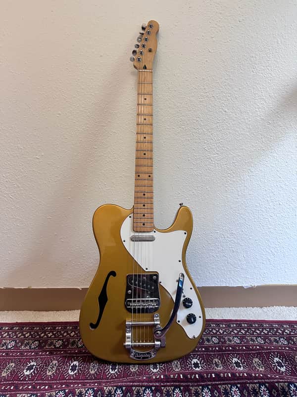 Thinline Telecaster/Partscaster w/ Bigsby (gold and white) image 1