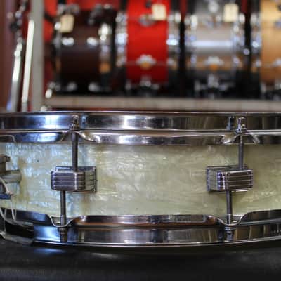 1950s WFL 4x14 Snare Drum in White Marine Pearl image 2