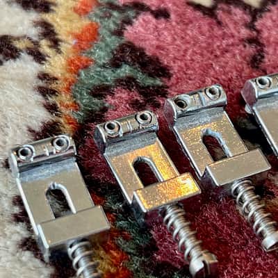 Original set (6) 1970's Fender Strat Die Cast Bridge Saddles 027037 image 5