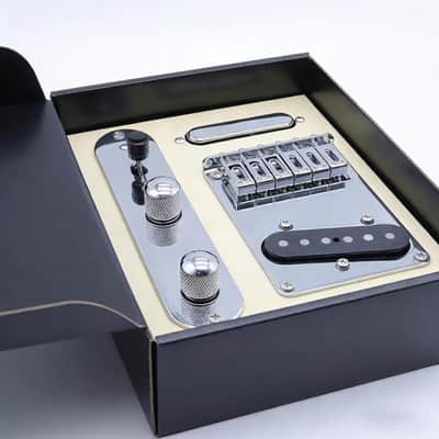 6-String Saddle Bridge Plate Prewired 3-Way Switch Control Plate Neck Pickup Set for Electric Guitar Replacement - Chrome image 3