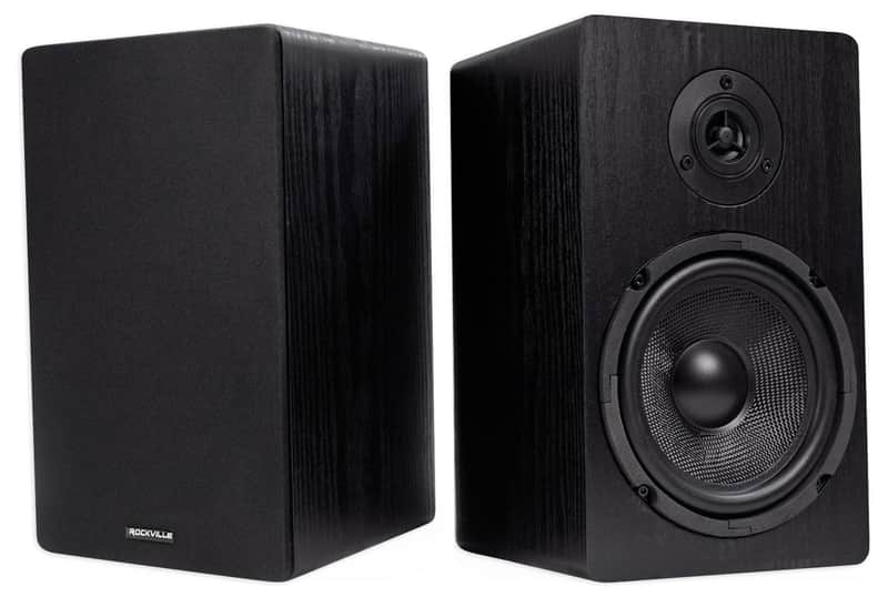 2) Rockville RockShelf 64B 400w Black 6.5" Home Theater Bookshelf Speakers/4 Ohm image 1