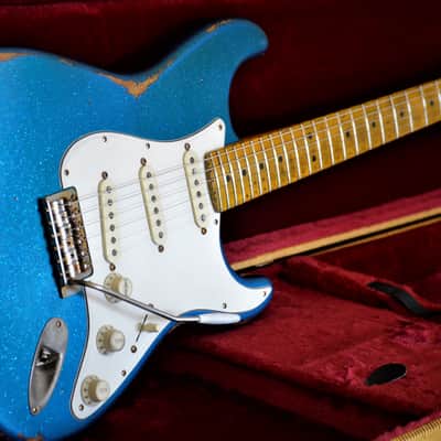 American Fender Stratocaster Performer Custom Relic Nitro Blue Sparkle image 7