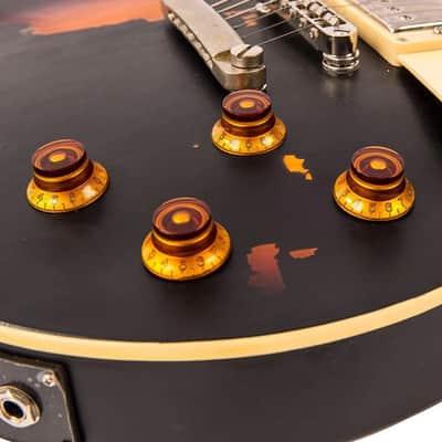Vintage V100 ICON Electric Guitar ~ Distressed Black Over Sunburst (V100MRBK) image 7