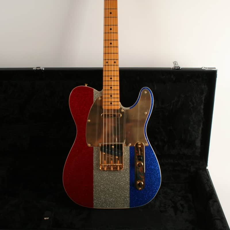 Fender Buck Owens Telecaster Maple Fingerboard Red Silver and Blue Sparkle MX24059251 image 1