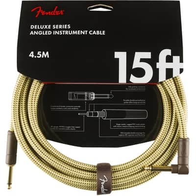 Fender Deluxe Series Instrument Cable 15 Foot Straight/Angle Tweed image 1