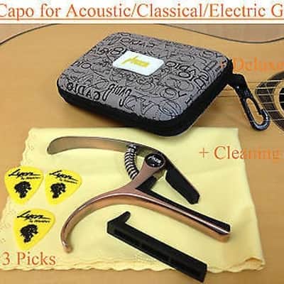 Haze DC06 Top Grade Zinc Alloy Acoustic/Classical Guitar Capo,Bronze+3 Free Picks image 1