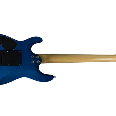 Bootlegger Guitar Royal Coil Split, HHH, Clear Blue Quilted Maple, Double Lock Tremolo , Case image 6