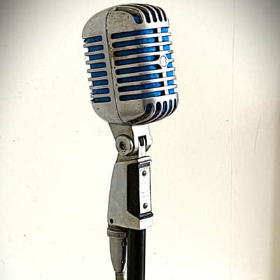 Vintage 1960's Shure 55S Dynamic Microphone, orig guts working, stand-cable inc image 1