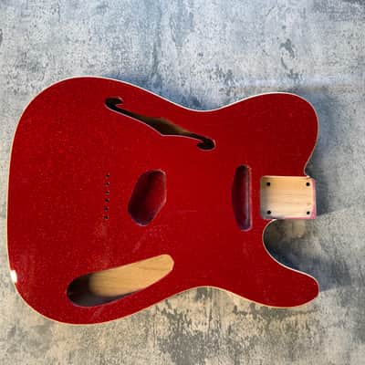 BMC Guitar Body Thinline Style F Hole Semi Hollow Tele® Telecaster® Standard Route Double Bound Red Sparkle image 1