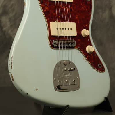 RARE custom color 1962 pre-CBS Fender Jazzmaster w/SLAB BOARD original SONIC BLUE over Sunburst image 8