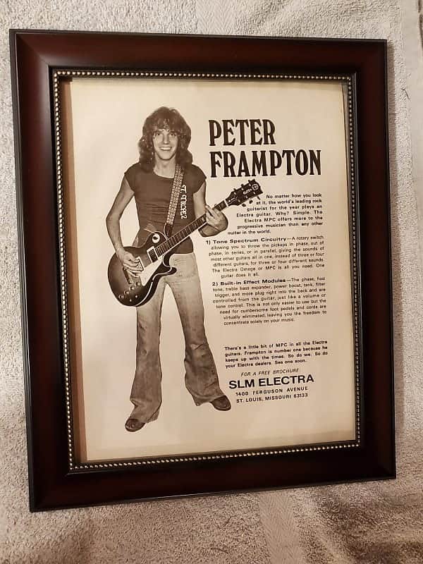1977 Electra Guitars Promotional Ad Framed Peter Frampton Original image 1
