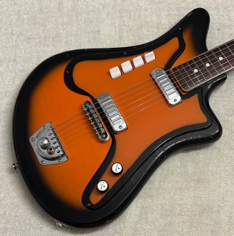 1960’s D’Scala Deluxe Electric Guitar Orange & Black Made in Italy Rare Bizarre + Case image 1