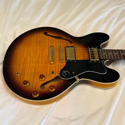 2004 Epiphone Dot Deluxe Flame Top - Made in Korea (MIK) - Vintage Sunburst - Free Pro Setup image 2
