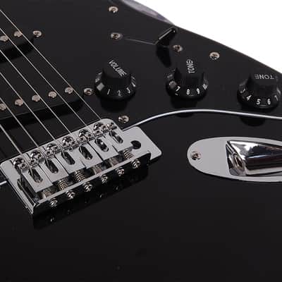 Ukscs ST Stylish Electric Guitar with Black Pickguard Black image 17