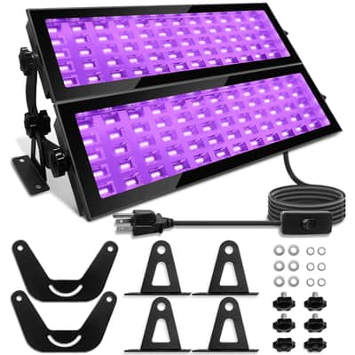 2-Pack 120W Led Black Light Outdoor, Led Blacklight With Plug, Ip66 Waterproof Black Floodlight For Halloween Decor, Glow Party, Stage Lighting, Fluorescent Poster, Etc. image 1