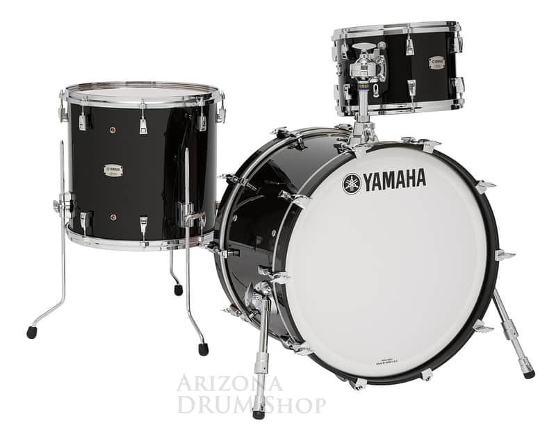 Yamaha Absolute Hybrid Maple Solid Black 3 piece Custom Shell Pack 22x18 / 13 / 16  NEW image 1