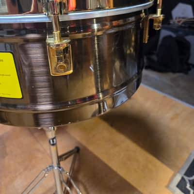 Latin Percussion LP257-KP Karl Perazzo Signature 14/15" Bronze Timbales with Gold Tone Hardware 2010s - Antiqued Bronze image 2