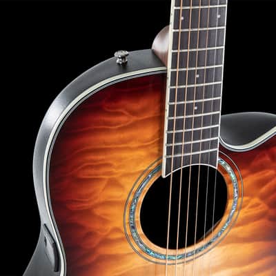 Ovation CS24X-7C Celebrity Series Traditional Plus Mid-Depth Acoustic-Electric Guitar Cognac Burst image 7