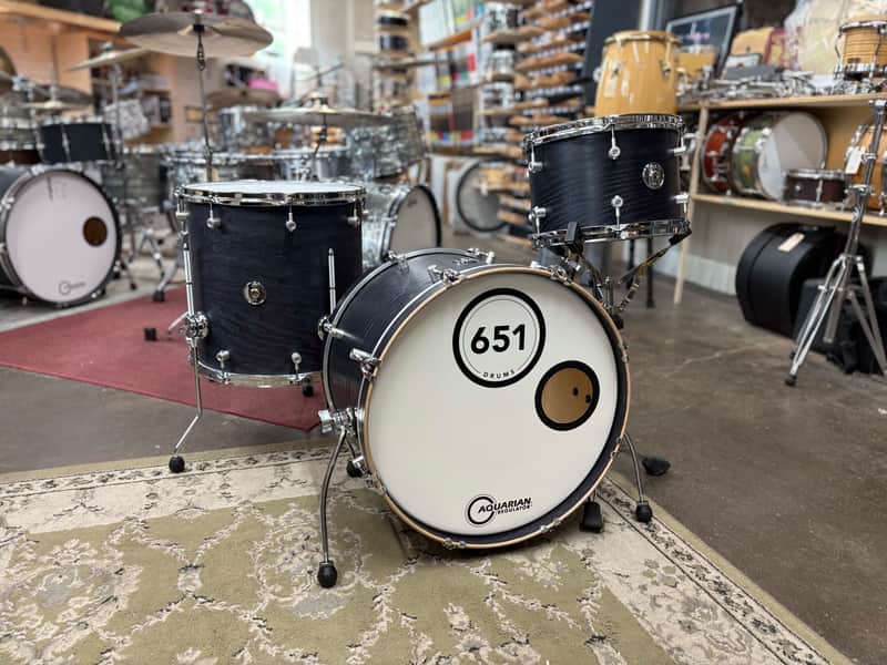 651 Drums Ash 3-Piece Drum Set (12-16-20) - Natural Black Stain image 1