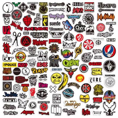78pcs sticker of Band logo for your guitar bass or PC etc,price include the import duty for US buyer