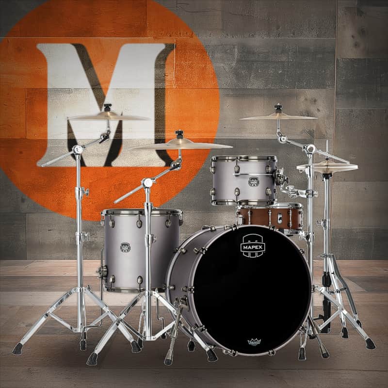 Mapex Saturn Evolution Hybrid Powerhouse Rock 3 Piece Shell Pack Without Snare - Gun Metal Grey (SE446XHBPG)