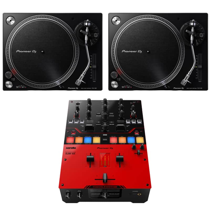 Pioneer DJ DJM-S5 2-channel Mixer for Serato DJ with 2x Pioneer DJ PLX-500 Direct Drive Turntable image 1