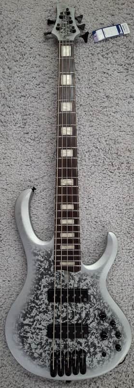Mint Ibanez BTB25TH5SLM 5-String Electric Bass Guitar Silver Blizzard Matte Finish image 1
