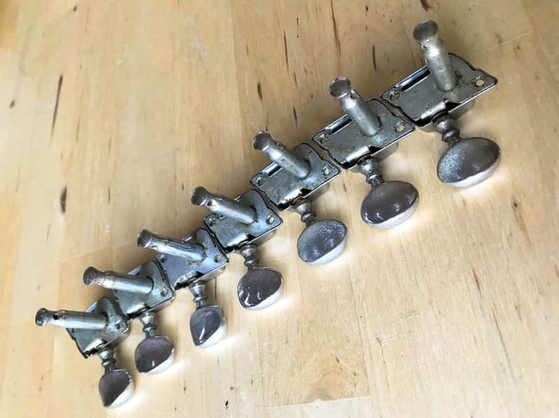 Guyatone 6-inline Tuners 1960's - Chrome (plus 1 extra) Teisco Kawaii image 1