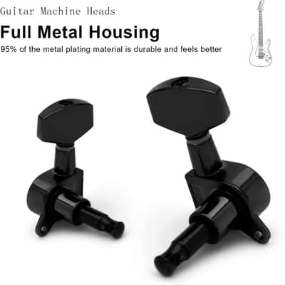 6 Pieces 6R Guitar tuner pegs,Big Square Sealed guitar tuning pegs tuners machine heads,for Acoustic or Electric Guitar (Black) image 2